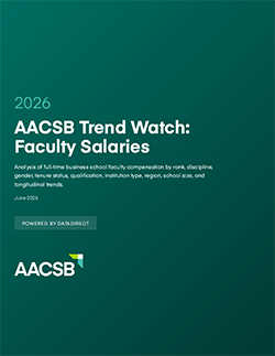 Dark teal cover of report with title, 2026 AACSB Faculty Trend Watch: Faculty Salaries